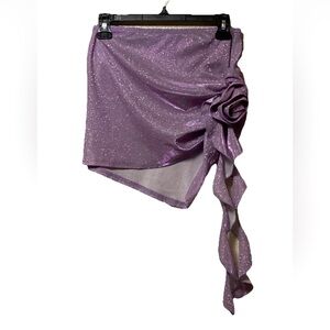Purple Ruched Asymmetrical Mini Skirt